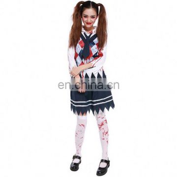 Fast Delievery Cosplay Fancy Blood Zombie Student Uniform Women Party Halloween Costume