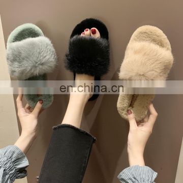 Amazon Wholesale Hot Sale Fashion Factory Price Furry Slides Ladies Faux Fur Fleece Open Toe Slippers Shoes
