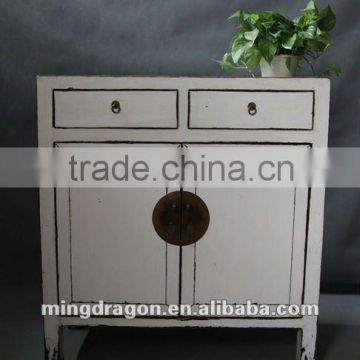 two door two drawer white cabinet