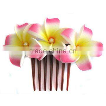 Frangipani EVA foam flower hair comb, Frangipani hair comb JYF00849