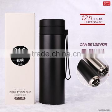 316 double wall stainless steel grained insulate tea water bottle in car