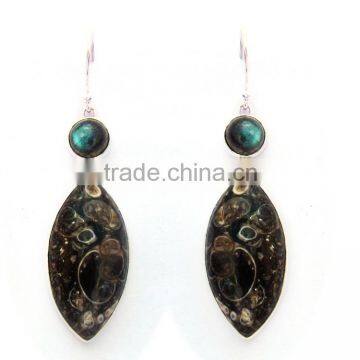 925 Sterling Silver Classic Turtella Jasper & Labradorite GEMSTONE Fancy Dangle Earrings Wholesale Jewelry