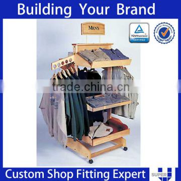 merchandising supermarket clothing rack for hanging sliding rail