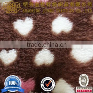 2015 Jinmu textile heart-shaped printed coral fleece for overall