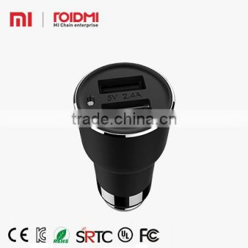 Roidmi wholesale multi-function Fashional Design Bluetooth 2 port wireless usb Mobile car charger with output 5V 2.4A 2nd gen