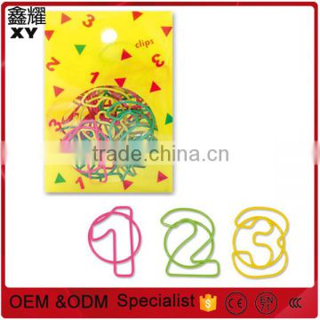 Wholesale price Promotional gifts custom colorful number shape paper clip with paper box