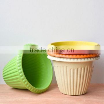 Biodegradable plant fiber bright color flower pots for livingroom