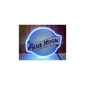 T132 BLUE MOON handicrafted real glass tube neon signs for store display and advertising.