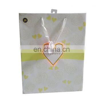 Led light up gift flashion cosmetic shopping promotional flat paper bag