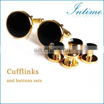 Gold plated metal buttons Cufflinks and buttons sets Enamel Shirt Studs