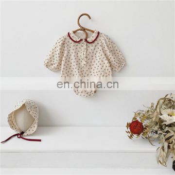 ins autumn style Korean infant floral long-sleeved bag fart baby soft and comfortable one-piece romper with hood