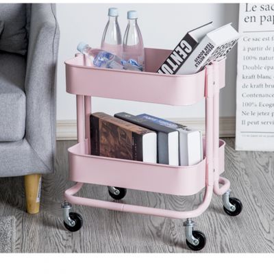 Movable Kitchen Trolley Foldable Metal Cart Multilayer Black Color Metal Iron