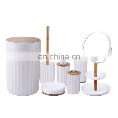 Home decoration beach theme white plastic Jewelry tree complete bamboo antique bathroom accessories sets