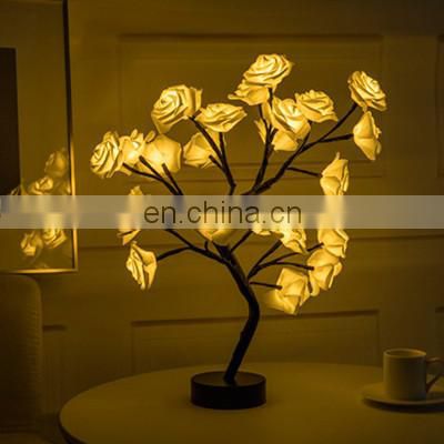Rose Flower Tree LED Table Lights USB/Battery Parties Christmas Wedding Gifts LED Rose Flower Table Lamps