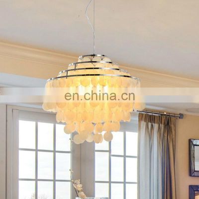 Modern White Seashell Lighting LED Chandeliers Lighting Made Of Sea Shells For Living Room