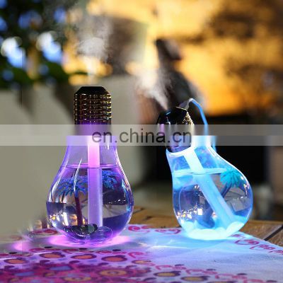 Portable USB 7 Color  Bulb Diffuser  Humidifier  Air Lamp Transparent Ultrasonic