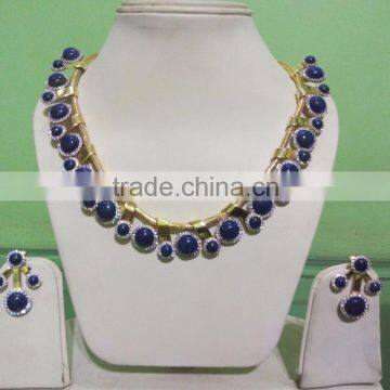 925 silver necklace set in lapis