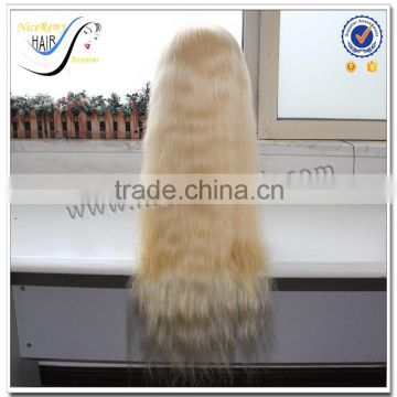 Wholesale natural straight 100% virgin human hair long hair blonde wig