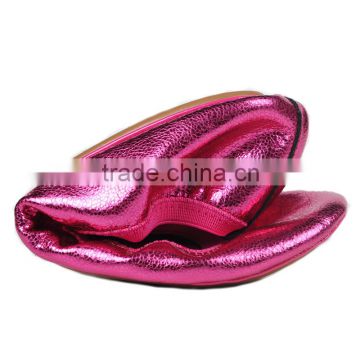Made in China female folding high heel shoes European fashion styles Lady Rhine stone flats ballet shoes