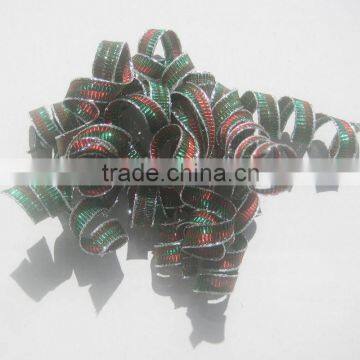HOT SALE ! Red/ Green Fabric Metallic Woven Ribbon Curly Bow, Fabric Woven Ribbon Christmas Tree Hanging Bow