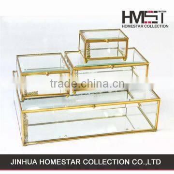 High quality trendy design different size square glass jewelry box