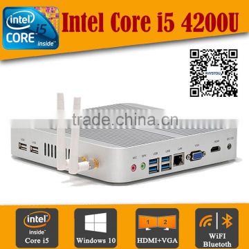 Fanless Mini PC X86 architecture Intel Core i5 Gaming Computer Low Power PC Core i5-4200U CPU Barebone system WiFi Windows