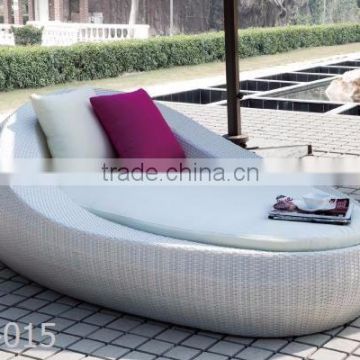 Wicker Rattan round Daybed - UV P.E Rattan Sunbed - Patio Sun Lounger (1.2mm thickness Alu Frame, Power Coated Woven by Rattan,