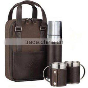 FLASK WITH PU POUCH AND 2 PCS COFFEE MUG SETS