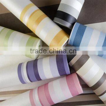 Classic Non woven colorful stripe wallpaper pink
