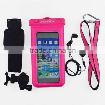 Best Quality Waterproof PVC phone case/bag With armband and earphone phone bike mount