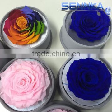 Luxury Grey Custom Printing Flower Packaging artificial flower preserved rose in round flower box