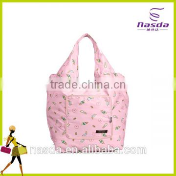 non woven women promotional with logo,high quality handle bag foldable,nylon foldable tote bag with printed logo