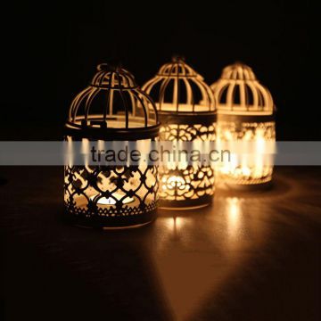 2016 Popular Metal Hollow Out Candle Holder White Metal Lantern Christmas Home Decoration Candlestick Hollow Candle Holders