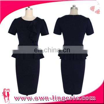 China Garment Latest middle aged casual women fashion dress design, ladies dinner office dress