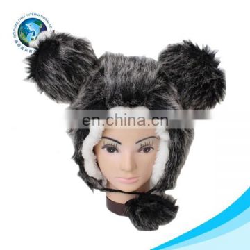 High quality real rabbit plush animal cap soft kids animal hat