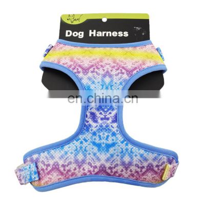 Custom logo comfortable dog harness latest design laser pattern reversible dog puppy pet lead leash no collar needed portable