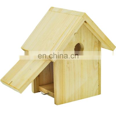 Antique design unfinished wooden bird house outdoor parrot cage garden decor 8.2 x 6.2 x 9.6 inches