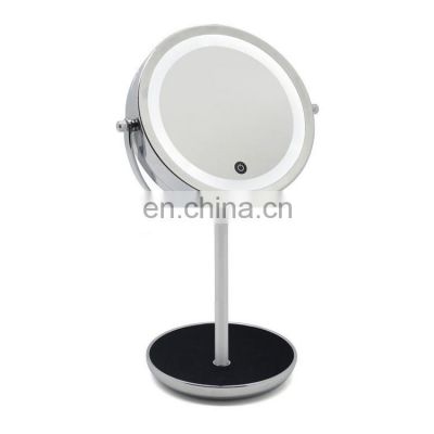 K&B desktop double sided 10X vanity makeup mirror with led light with touch screen