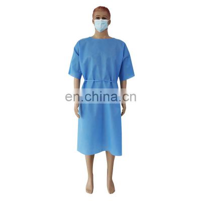 breathable SMS non woven disposable short sleeve patient gowns
