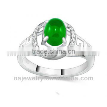 Gemstone 925 sterling silver jade ring for women