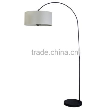 Floor lamp in ebony bronze finish with 16" creme bruler weave fabric lamp shade