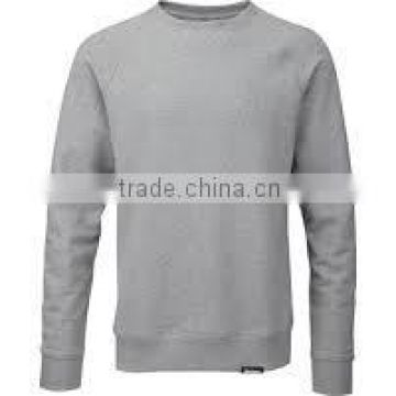 100% Cotton Fleece Men's Fitted Pullover Round Neck Sweat Shirt in Grey Color