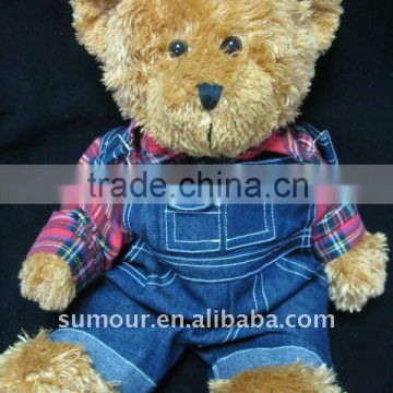 teddy bear in overalls