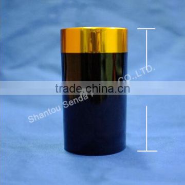 Free samples PS aluminium cap bottle,with golden cap 120ml plastic containers