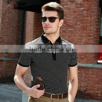 European style speckle stripes short sleeve polo shirts