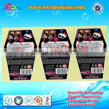 2014 new arrival high quality adhesive cosmetics sticker, cosmetic sticker label