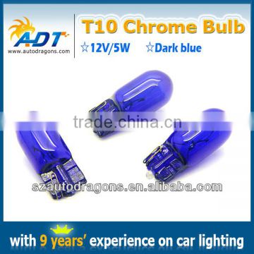 Automotive high power T10 chrome bulb, 12V 5W dark blue chrome bulbs car accessories