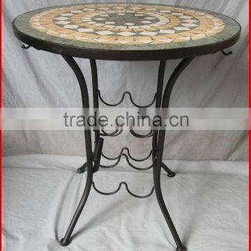 Mosaic table with wine rack