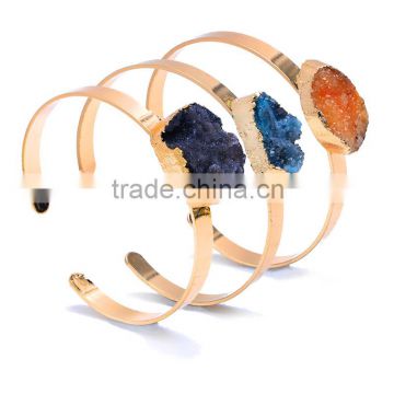 Fashion Personalized Irregular Natural Stone Bangle Colourful Quartz Bracelet Jewelry