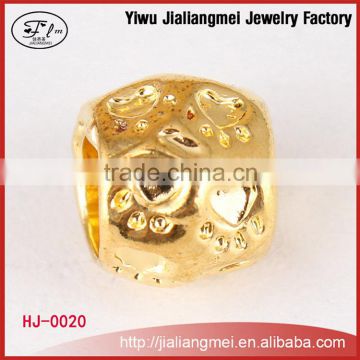 2015 DIY European Jewelry Gold Custom Bngraved Gold Plated Metal Beads
